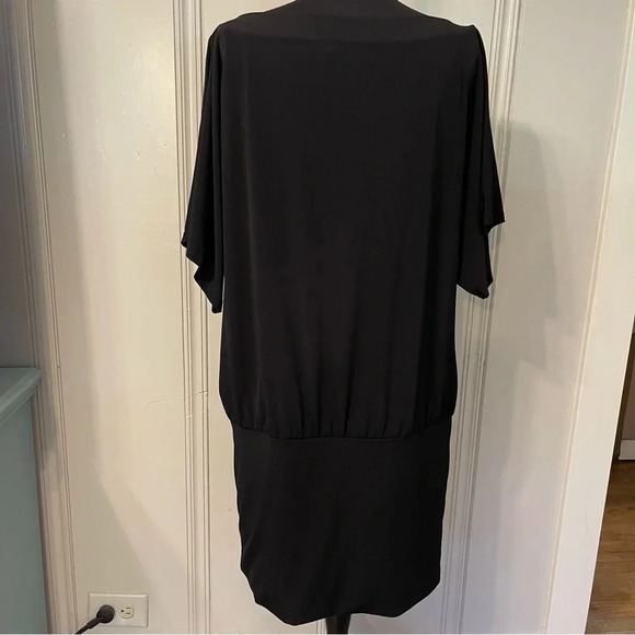 WHITE House Black‎ Market Black Stretch Knit Drop Waist Dress, Size M - Picture 2 of 8
